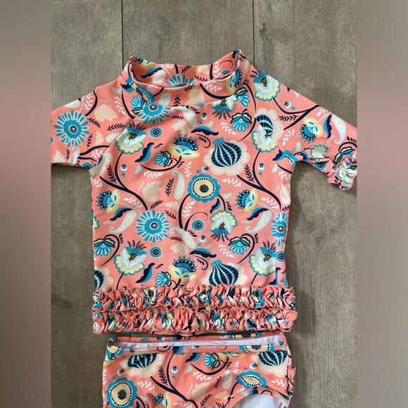 RuffleButts Paisley Paradise Two-Piece Rashguard Swimsuit Size 18-24 months - Picture 7 of 15
